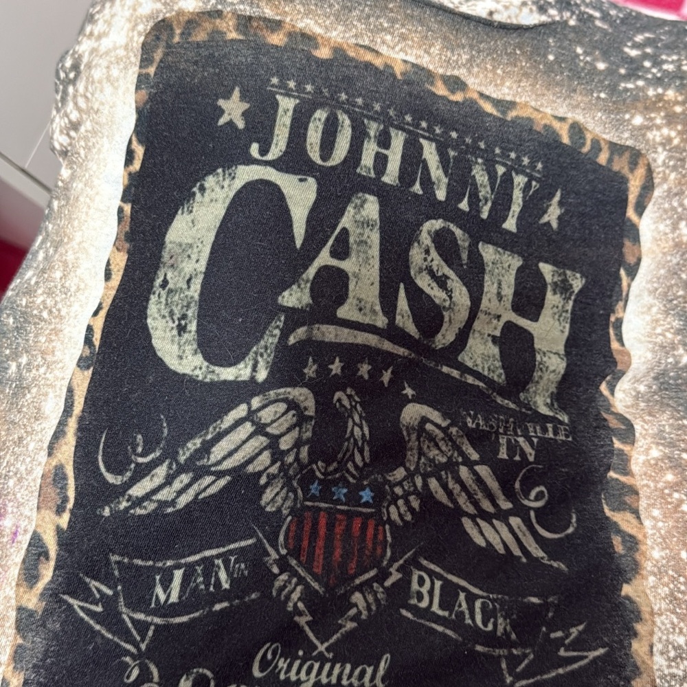 Off shoulder bleached Johnny Cash Graphic Tee